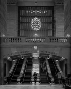 Metlife Escalator in Grand Central Station, New York. Time-laps